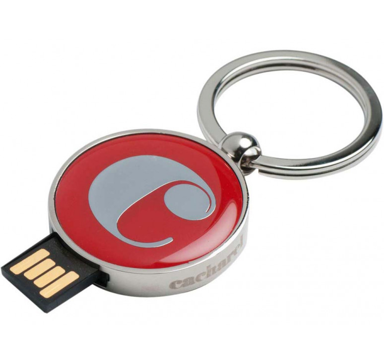 Набор Cacharel: шариковая ручка, брелок с флеш-картой USB 2. на 4 Гб, красный/серебристый