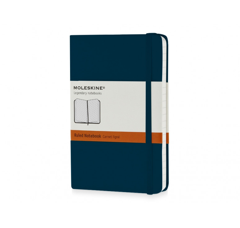 Записная книжка Moleskine Classic (в линейку) в твердой обложке, Pocket (9x14см), голубой сапфир