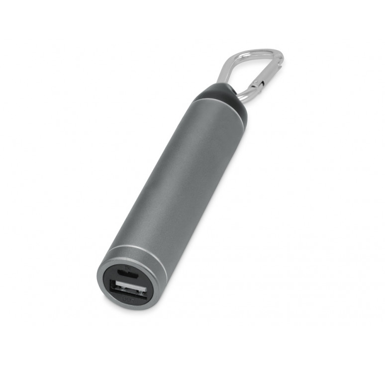 Портативное зарядное устройство Марс с карабином, 2600 mAh, серый