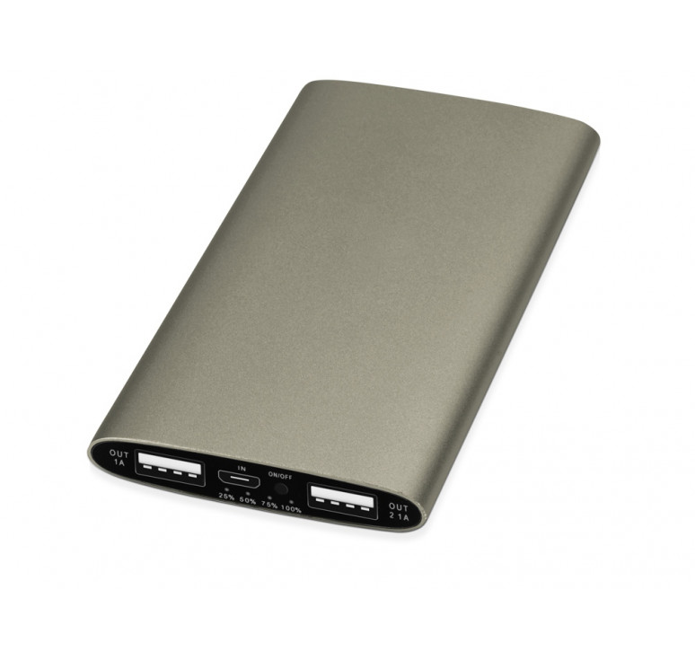 Портативное зарядное устройство Мун с 2-мя USB-портами, 4400 mAh, бронзовый