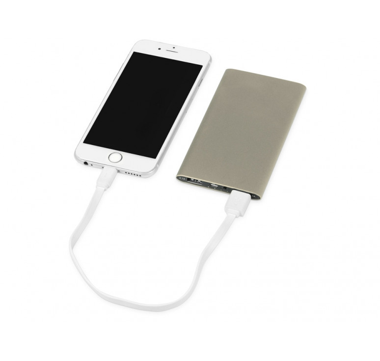 Портативное зарядное устройство Мун с 2-мя USB-портами, 4400 mAh, бронзовый