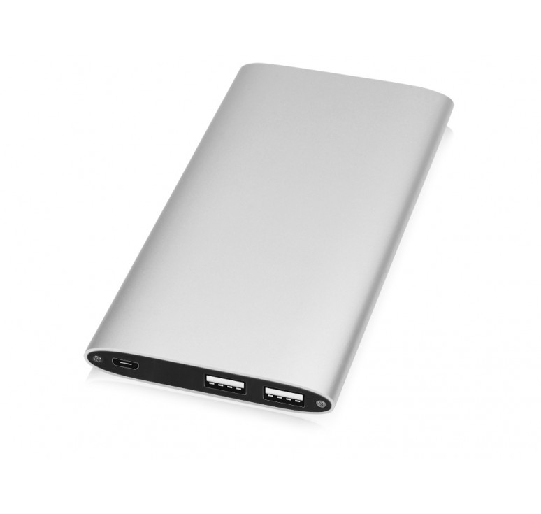Портативное зарядное устройство Джет с 2-мя USB-портами, 8000 mAh, серебристый