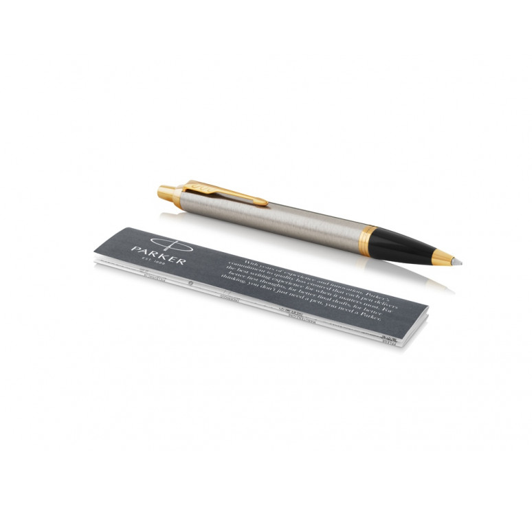 Ручка шариковая Parker IM Core Brushed Metal GT, серебристый/золотистый