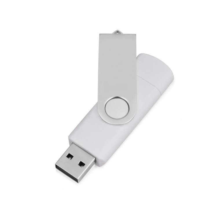 USB/micro USB-флешка 2.0 на 16 Гб Квебек OTG, белый