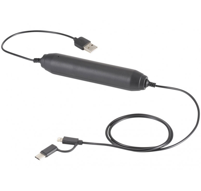 Портативное зарядное устройство, 2000 mAh/кабель 3 в 1, черный