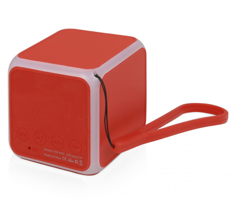 Портативная колонка Cube с подсветкой, красный