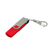 Флешка с  поворотным механизмом, c дополнительным разъемом Micro USB, 16 Гб, красный