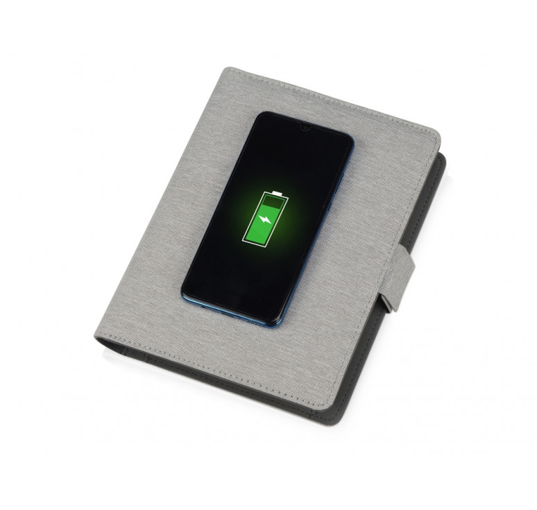 Органайзер с беспроводной зарядкой 5000 mAh Powernote, светло-серый