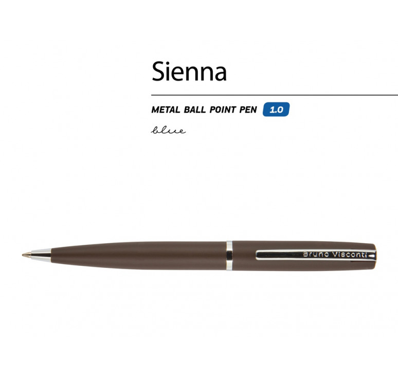 Ручка Sienna шариковая  автоматическая, коричневый металлический корпус, 1.0 мм, синяя