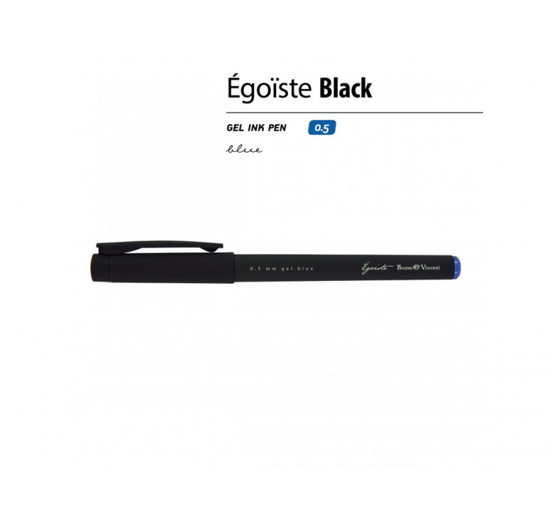 Ручка Egoiste.BLACK гелевая в черном корпусе, 0.5мм, синяя