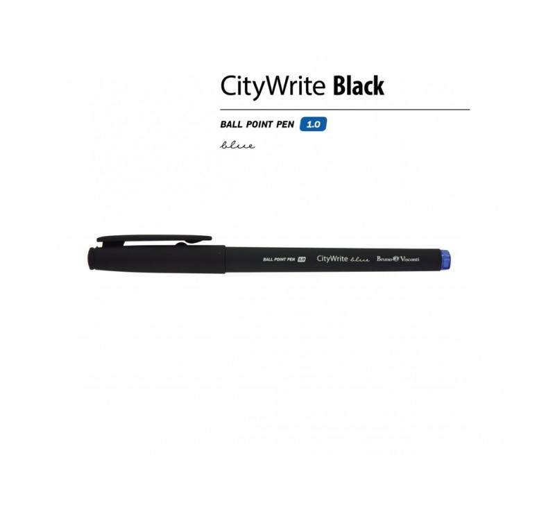 Ручка CityWrite.BLACK шариковая, черный пластиковый корпус, 1.0 мм, синяя
