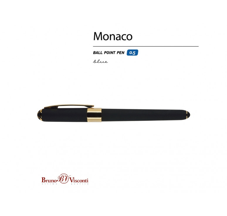 Ручка пластиковая шариковая Monaco, 0,5мм, синие чернила, черный