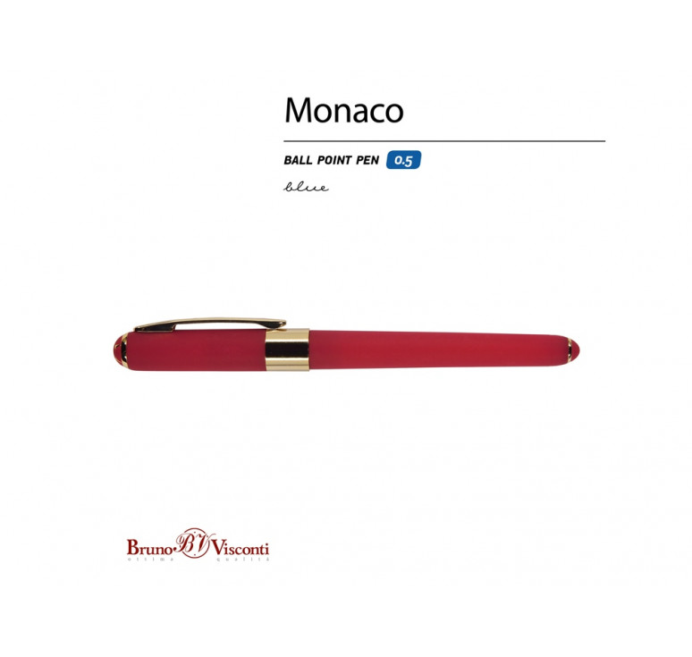 Ручка пластиковая шариковая Monaco, 0,5мм, синие чернила, красный