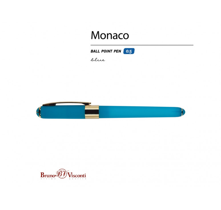 Ручка пластиковая шариковая Monaco, 0,5мм, синие чернила, бирюзовый