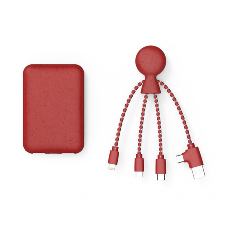Портативное зарядное устройство BioPack c кабелем Mr. Bio, 5000 mAh, красный
