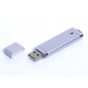 USB-флешка промо на 128 Гб прямоугольной классической формы, серебро