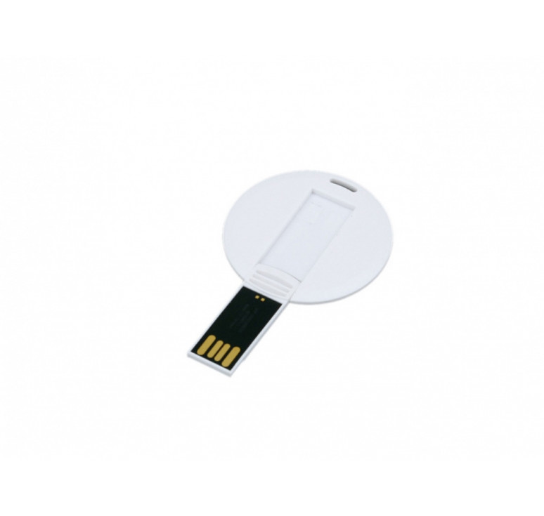 USB-флешка на 16 Гб в виде пластиковой карточки круглой формы, белый
