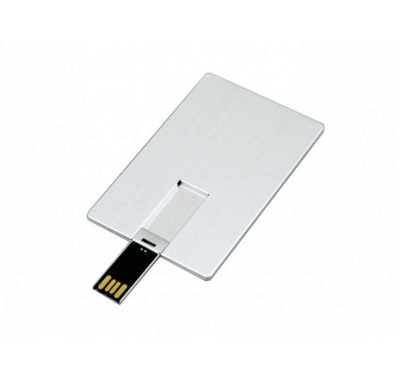 USB-флешка на 8 Гб в виде металлической карты, с раскладным чипом, серебро