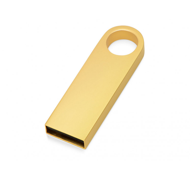 USB 2.0-флешка на 16 Гб с мини чипом и круглым отверстием, золотистыйй