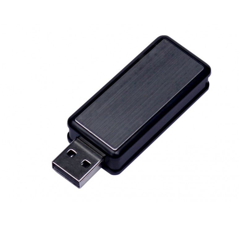 USB-флешка промо на 8 Гб прямоугольной формы, выдвижной механизм, черный