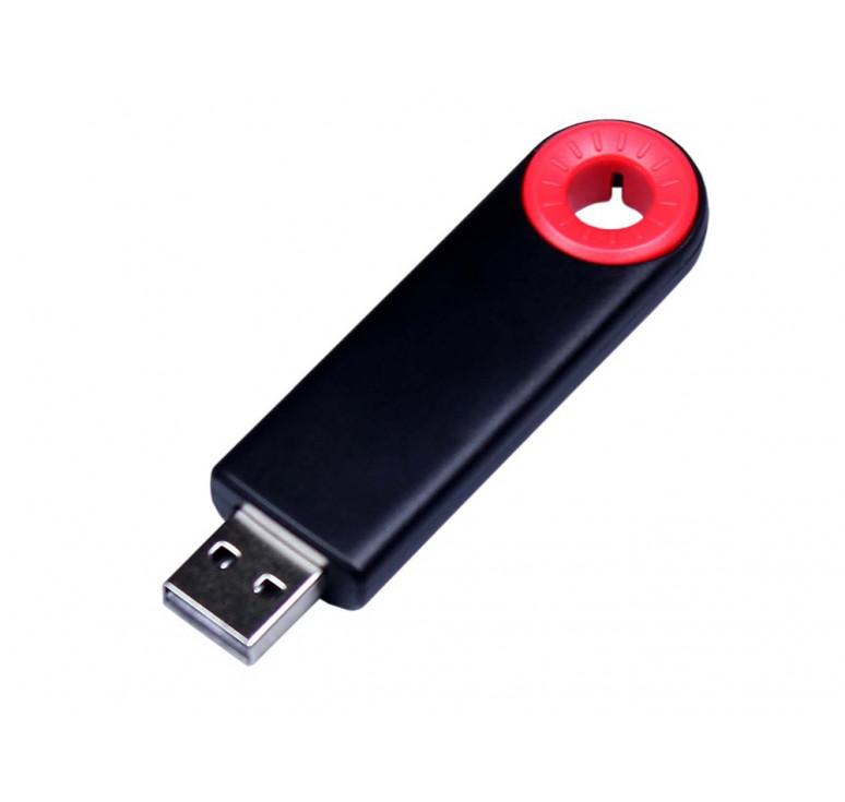 USB-флешка промо на 8 Гб прямоугольной формы, выдвижной механизм, красный