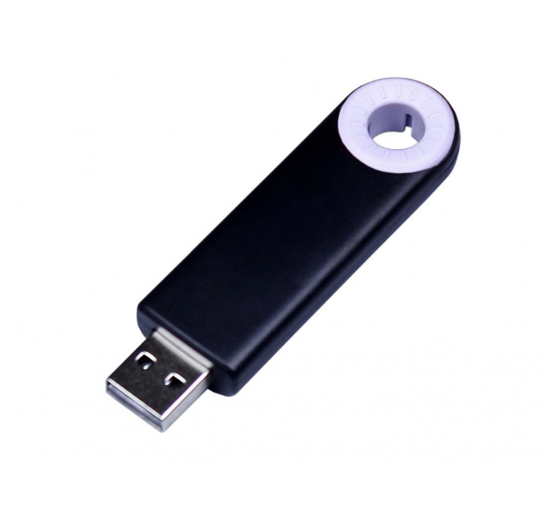 USB-флешка промо на 32 Гб прямоугольной формы, выдвижной механизм, белый