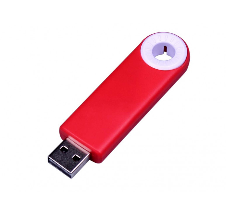 USB-флешка промо на 4 Гб прямоугольной формы, выдвижной механизм, белый