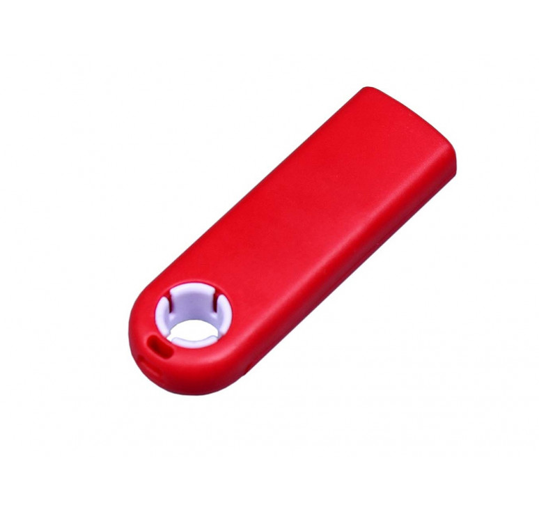 USB-флешка промо на 64 ГБ прямоугольной формы, выдвижной механизм, белый