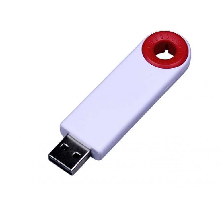 USB-флешка промо на 64 ГБ прямоугольной формы, выдвижной механизм, красный
