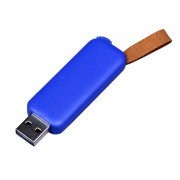 USB-флешка промо на 16 Гб прямоугольной формы, выдвижной механизм, синий