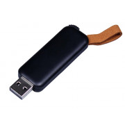 USB-флешка промо на 64 ГБ прямоугольной формы, выдвижной механизм, черный