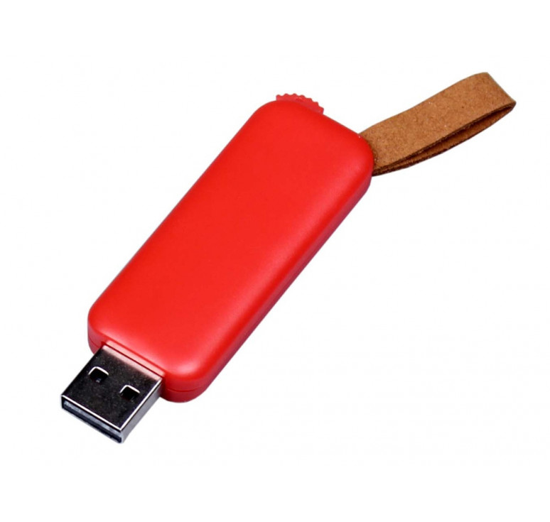 USB-флешка промо на 64 ГБ прямоугольной формы, выдвижной механизм, красный