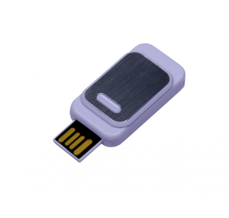 USB-флешка промо на 16 Гб прямоугольной формы, выдвижной механизм, белый