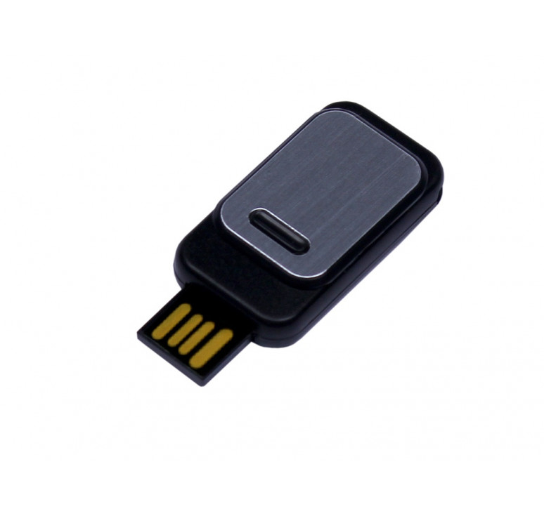USB-флешка промо на 16 Гб прямоугольной формы, выдвижной механизм, черный