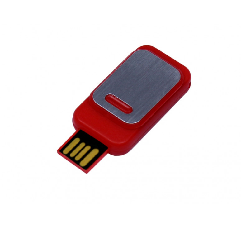 USB-флешка промо на 16 Гб прямоугольной формы, выдвижной механизм, красный