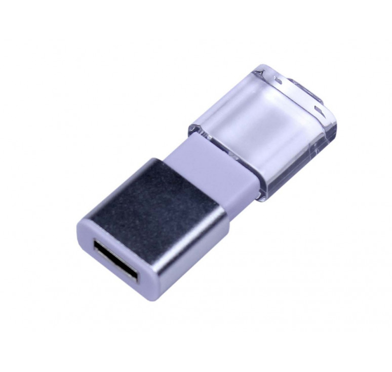 USB-флешка промо на 64 ГБ прямоугольной формы, выдвижной механизм, белый