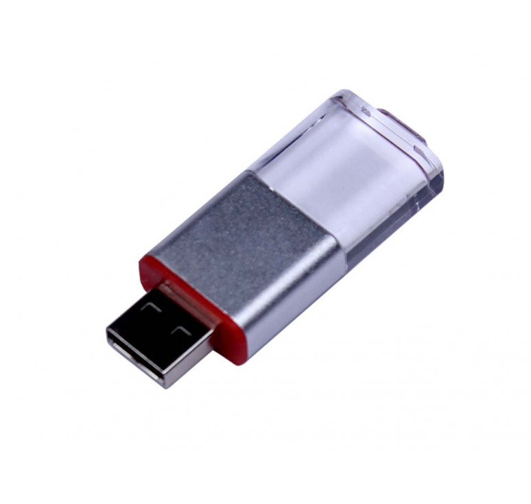 USB-флешка промо на 64 ГБ прямоугольной формы, выдвижной механизм, красный