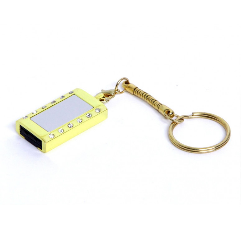 USB-флешка на 64 ГБ в виде Кулона с кристаллами, мини чип, золотой