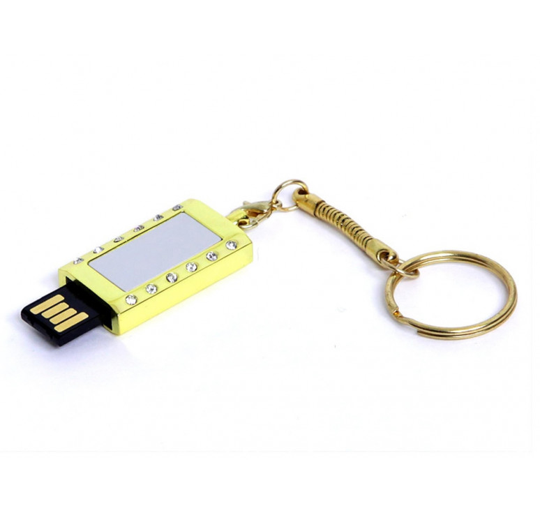 USB-флешка на 64 ГБ в виде Кулона с кристаллами, мини чип, золотой
