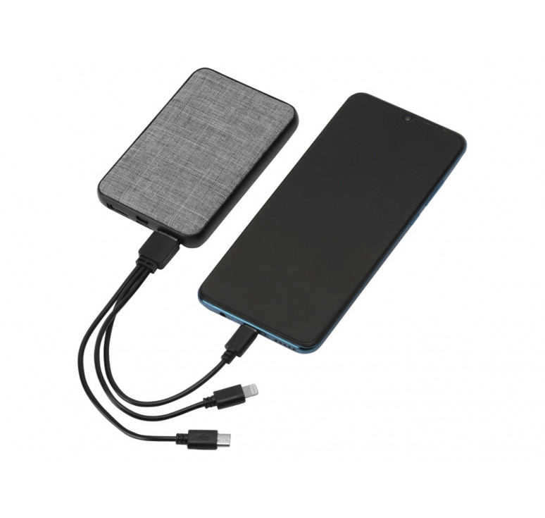 Портативное зарядное устройство из rPET Reborn, 5000 mAh, серый