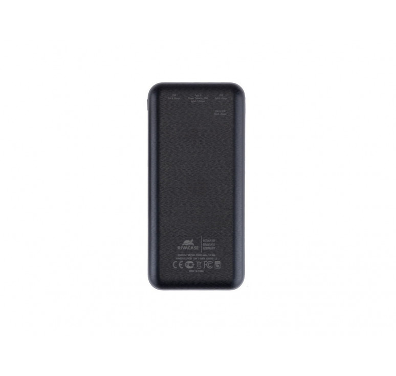 RIVACASE VA2580 (20 000mAh), QC/PD 20W внешний аккумулятор с дисплеем, черный /24