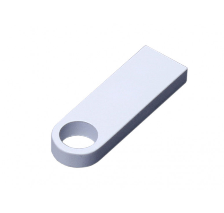 USB 2.0-флешка на 16 Гб с мини чипом и круглым отверстием, белый