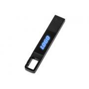 USB 2.0- флешка на 32 Гб c подсветкой логотипа Hook LED, темно-серый, синяя подсветка