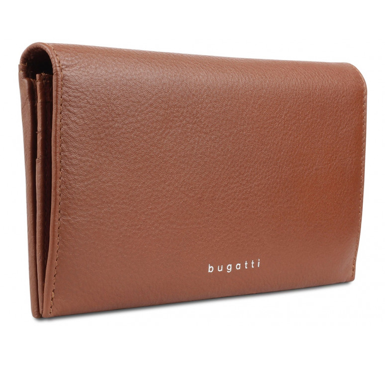 Кошелёк женский BUGATTI Lady Top, коньячный, натуральная воловья кожа, 19,5х2х10 см