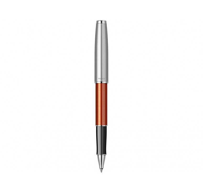 Ручка-роллер Parker Sonnet Essentials Orange SB Steel CT, цвет чернил black,перо: F, в подарочной упаковке.