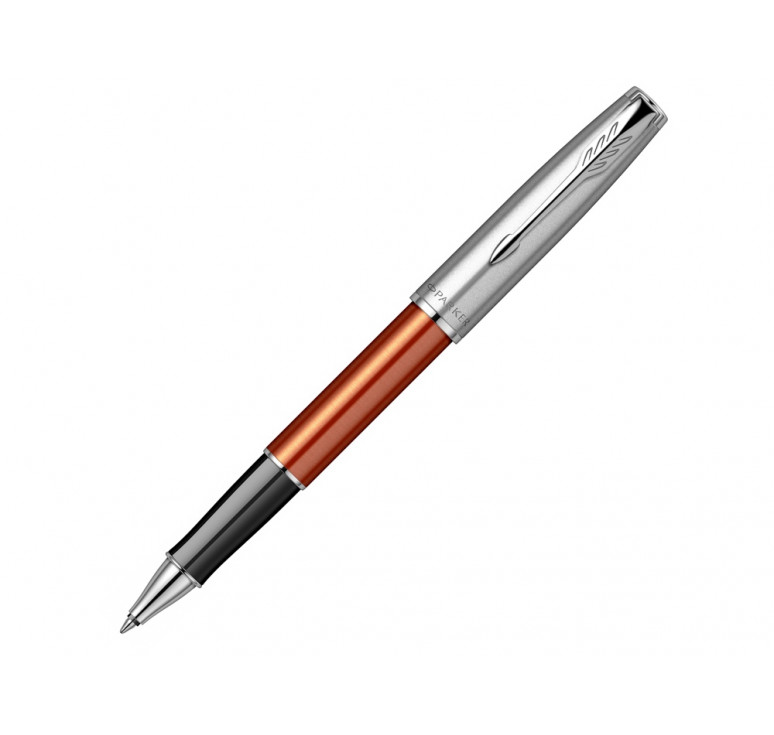 Ручка-роллер Parker Sonnet Essentials Orange SB Steel CT, цвет чернил black,перо: F, в подарочной упаковке.