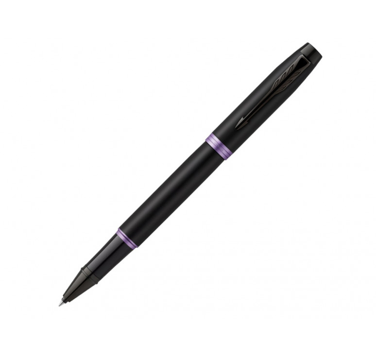 Ручка-роллер Parker IM Vibrant Rings Flame Amethyst Purple, стержень:Fblk, в подарочной упаковке.
