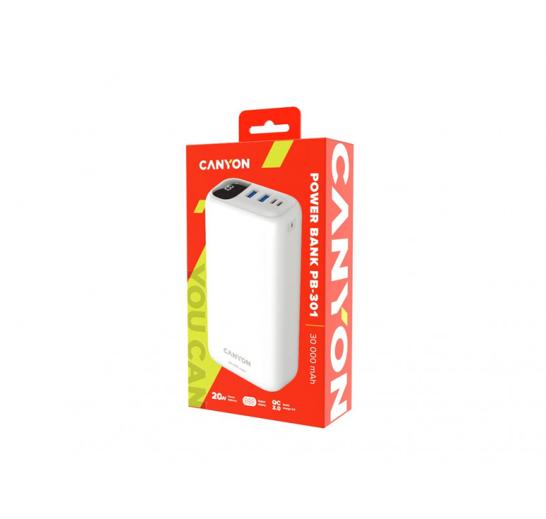 Портативный аккумулятор Canyon PB-301 (CNE-CPB301W), белый
