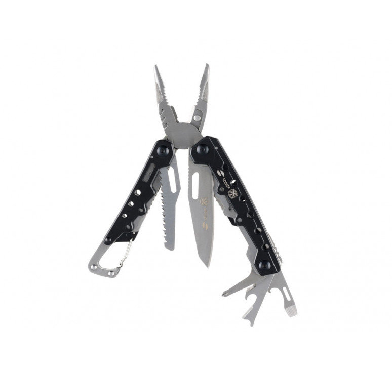Мультитул Stinger, 105x40 мм, 12 функций, сталь, чёрно-серебристый, в комплекте нейлоновый чехол