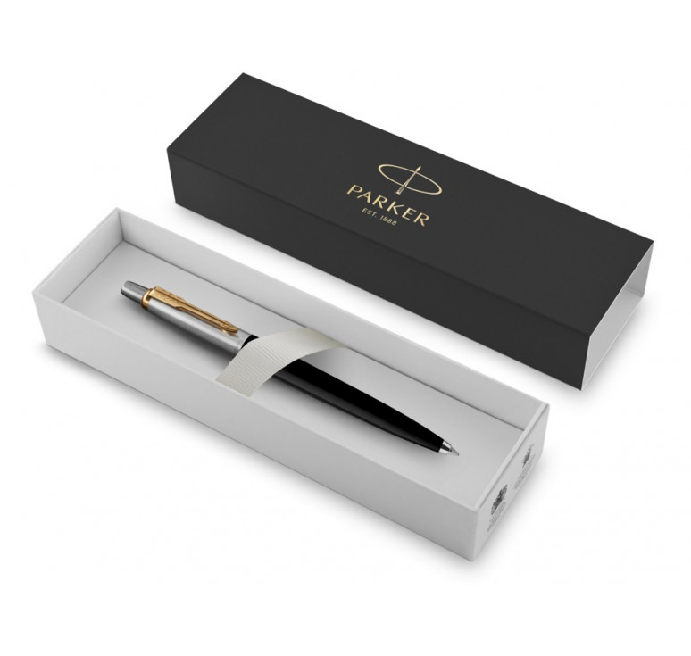 Шариковая ручка Parker Jotter K160, цвет: Black/GT, стержень: M, цвет чернил: blue, в подарочной упаковке.